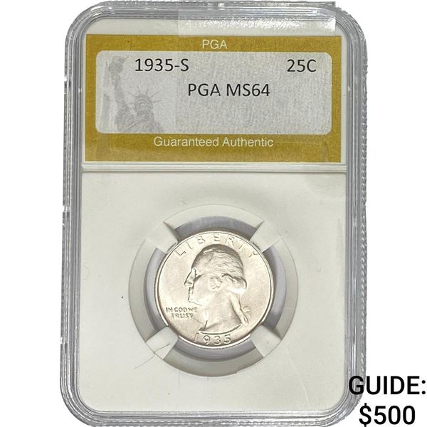 1935-S Washington Silver Quarter PGA MS64