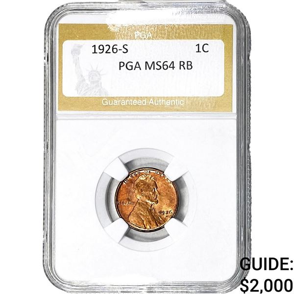 1926-S Wheat Cent PGA MS64 RB