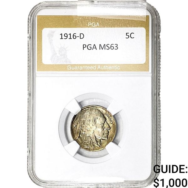 1916-D Buffalo Nickel PGA MS63