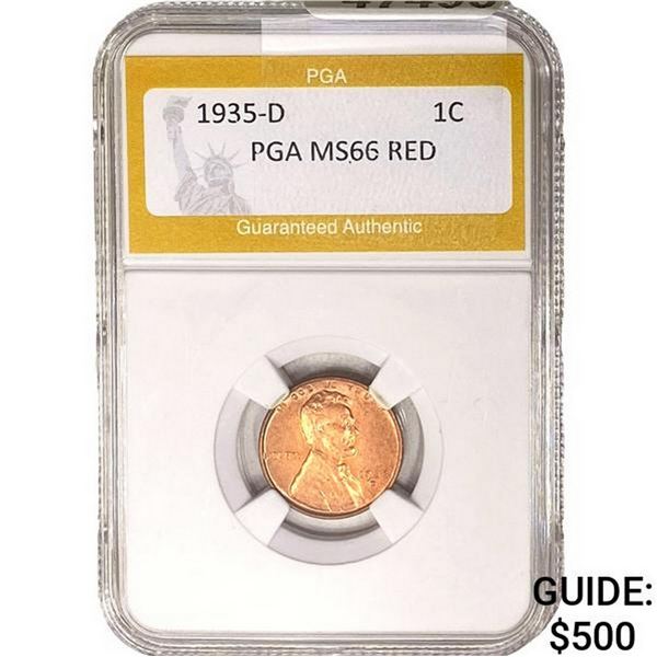 1935-D Wheat Cent PGA MS66 Red