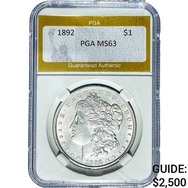 1892 Morgan Silver Dollar PGA MS63