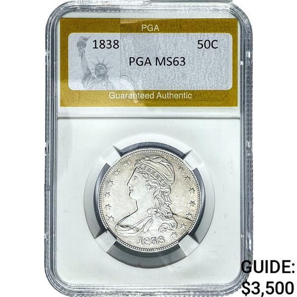 1838 Capped Bust Half Dollar PGA MS63