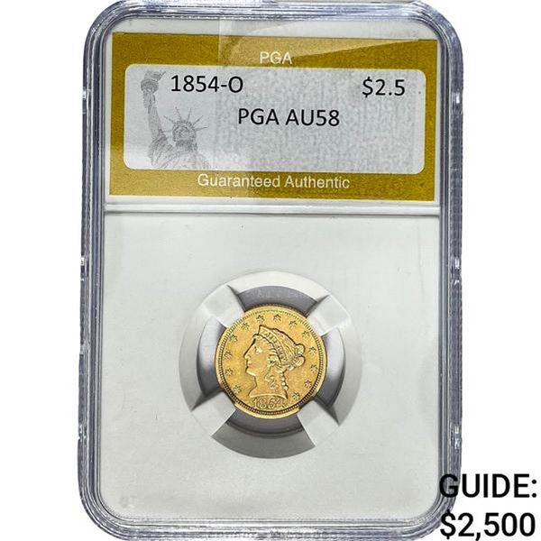 1854-O $2.50 Gold Quarter Eagle PGA AU58