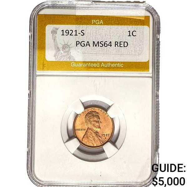 1921-S Wheat Cent PGA MS64 Red
