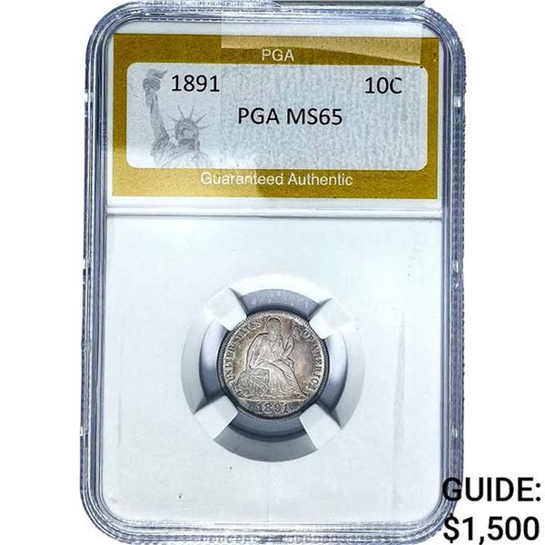 1891 Seated Liberty Dime PGA MS65