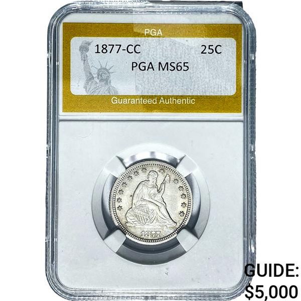 1877-CC Seated Liberty Quarter PGA MS65