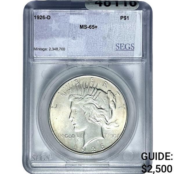 1926-D Silver Peace Dollar SEGS MS65+