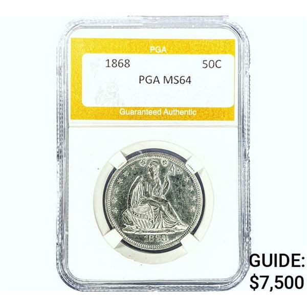 1868 Seated Liberty Half Dollar PGA MS64