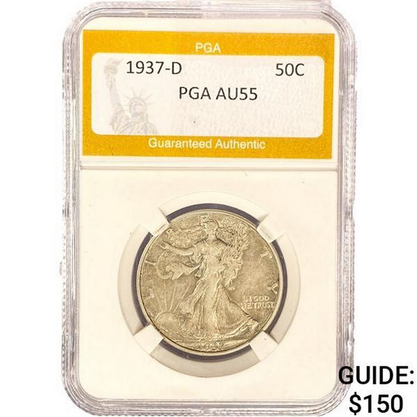 1937-D Walking Liberty Half Dollar PGA AU55