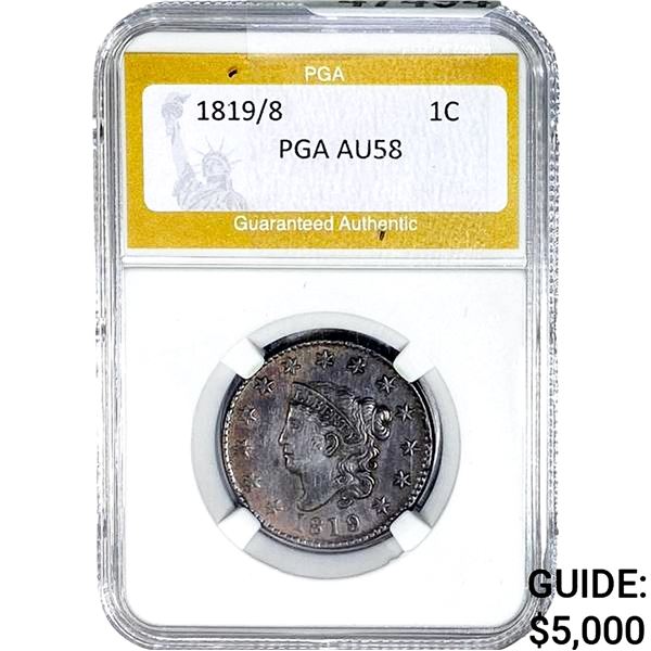 1819/8 Coronet Head Large Cent PGA AU58