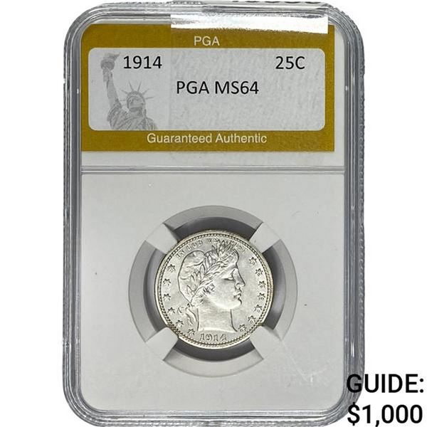 1914 Barber Quarter PGA MS64