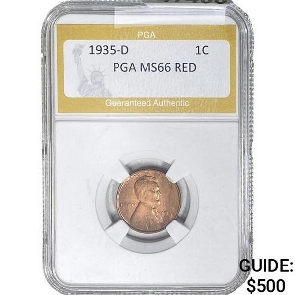 1935-D Wheat Cent PGA MS66 Red