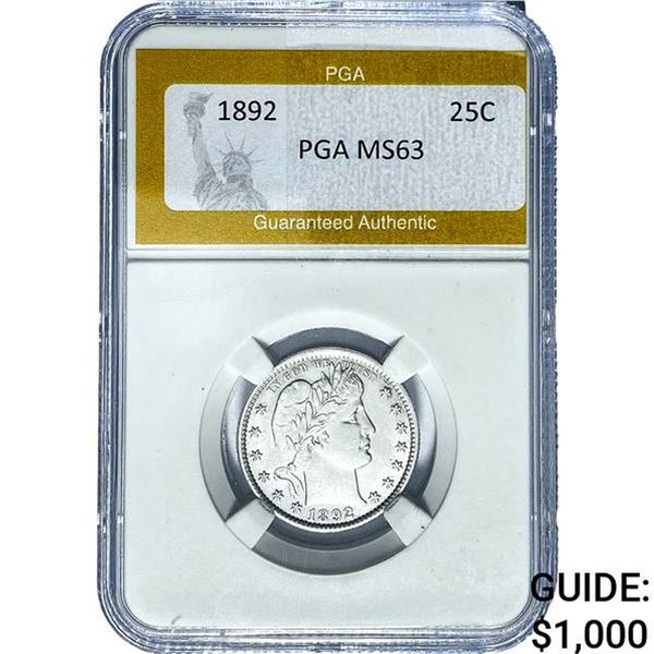 1892 Barber Quarter PGA MS63