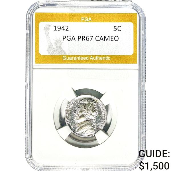 1942 Jefferson Nickel PGA PR67 CAMEO