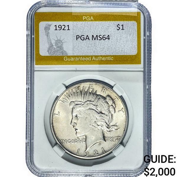 1921 Silver Peace Dollar PGA MS64
