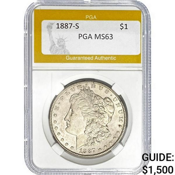 1887-S Morgan Silver Dollar PGA MS63