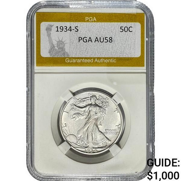 1934-S Walking Liberty Half Dollar PGA AU58