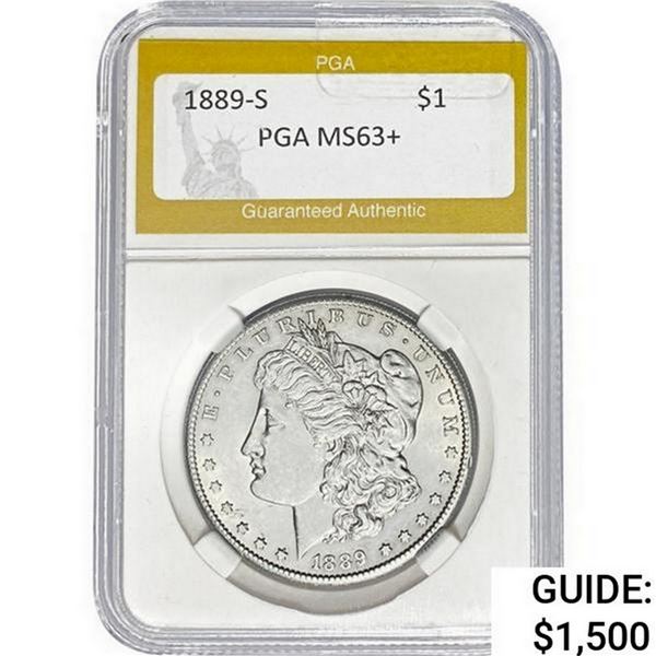 1889-S Morgan Silver Dollar PGA MS63+