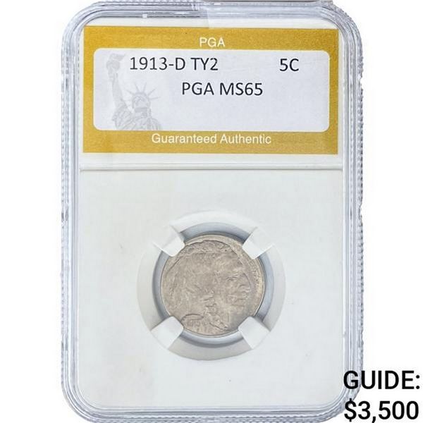1913-D TY2 Buffalo Nickel PGA MS65