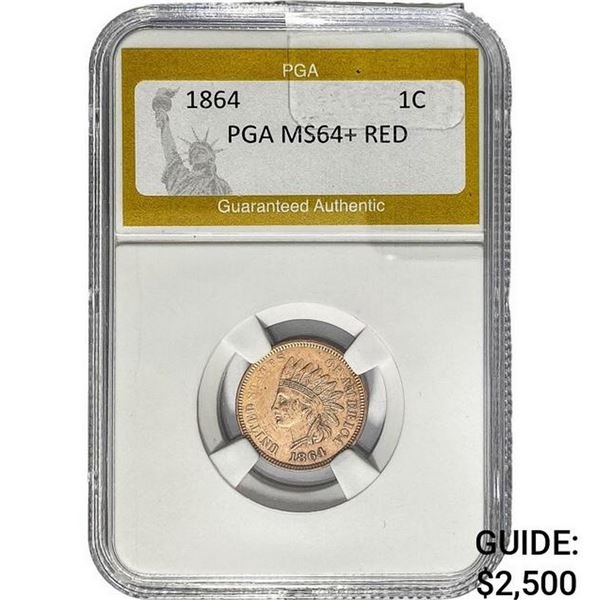 1864 Indian Head Cent PGA MS64+ RED