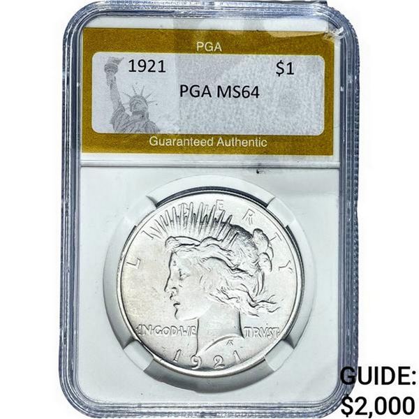 1921 Silver Peace Dollar PGA MS64