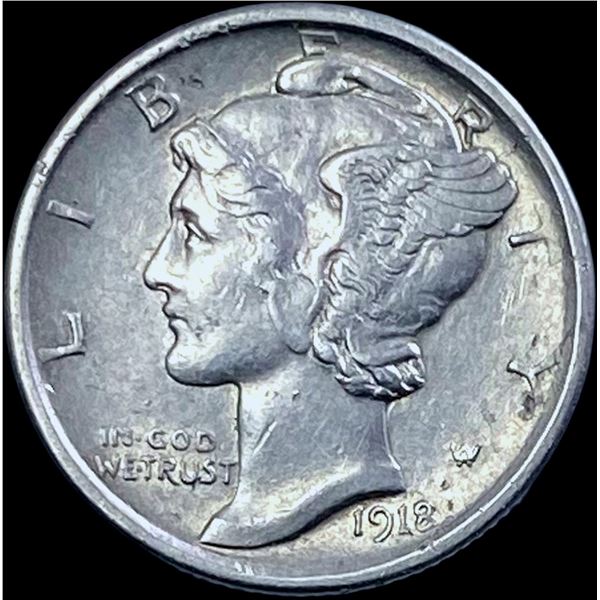 1918-S Silver Mercury Dime CHOICE AU