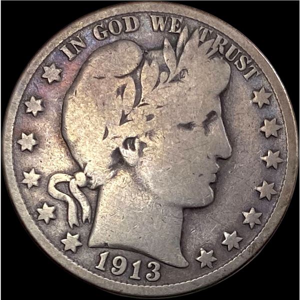 1913-D Silver Barber Half Dollar NICELY CIRCULATED
