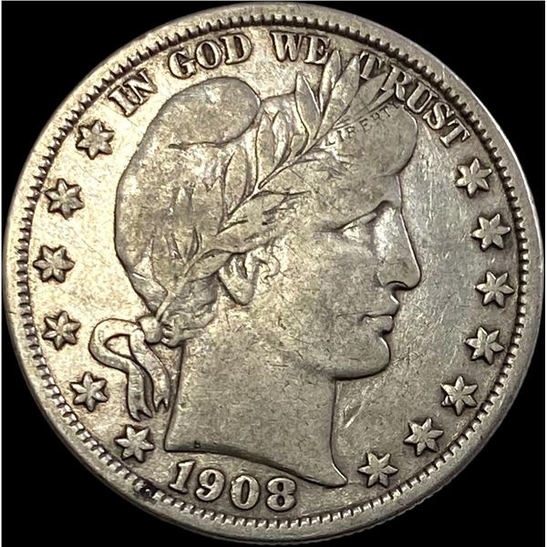 1908-O Silver Barber Half Dollar ABOUT UNCIRCULATED