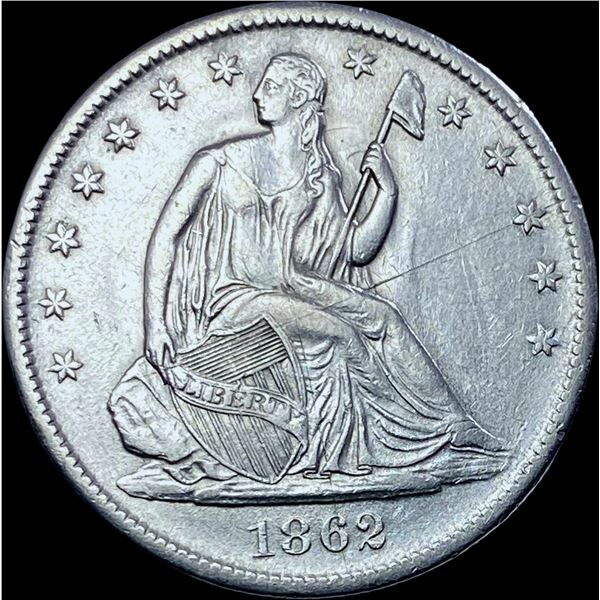 1862-S Silver Seated Liberty Half Dollar CHOICE AU