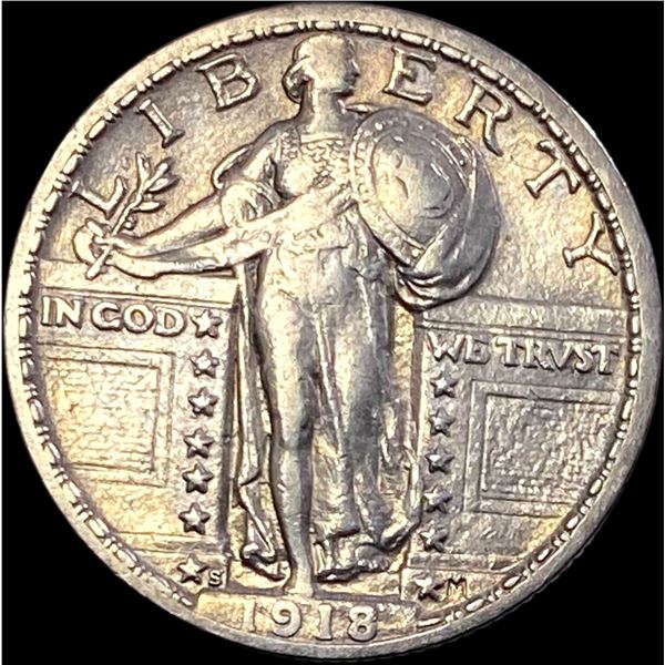 1918-S Silver Standing Liberty Quarter NEARLY UNCIRCULATED