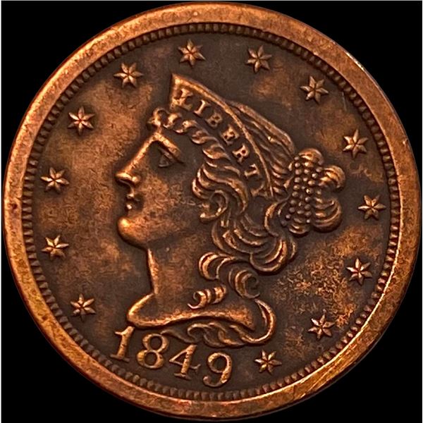 1849 Braided Hair Half Cent NEARLY UNCIRCULATED