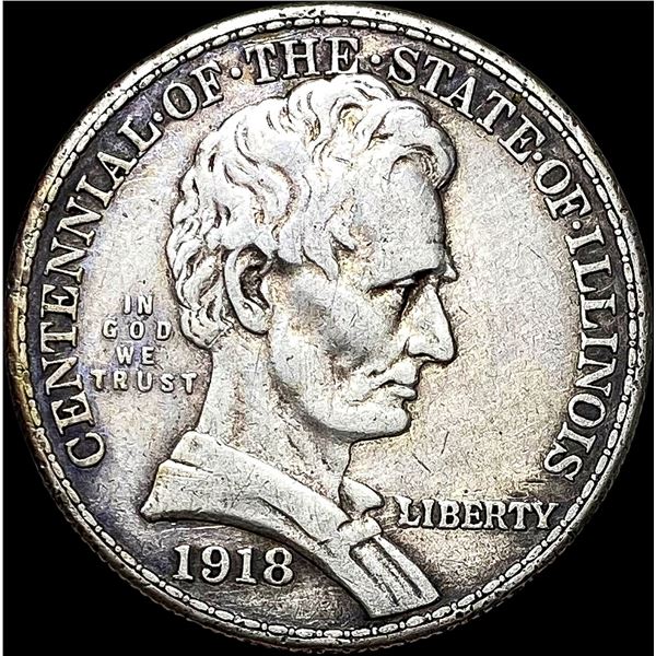 1918 Silver Half Dollar Illinois Centennial NEARLY UNCIRCULATED