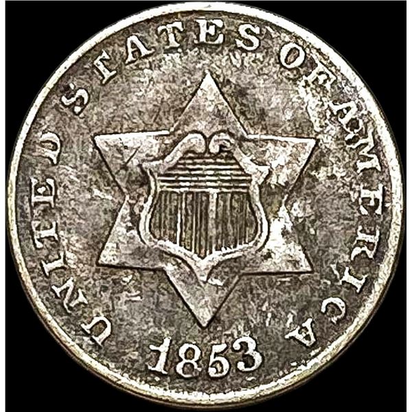 1853 Silver Three-Cent Piece LIGHTLY CIRCULATED