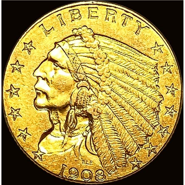 1908 Indian Head Gold $2.5 Quarter Eagle CLOSELY UNCIRCULATED