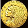 Image 1 : 1908 Indian Head Gold $2.5 Quarter Eagle CLOSELY UNCIRCULATED