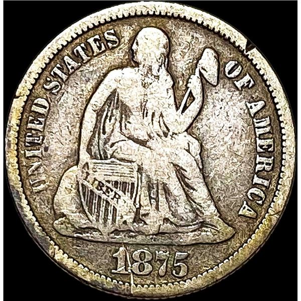 1875-CC Seated Liberty Dime NICELY CIRCULATED
