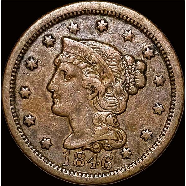 1846 Tall Date Braided Hair Large Cent LIGHTLY CIRCULATED