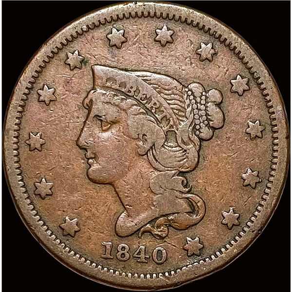 1840 Braided Hair Large Cent LIGHTLY CIRCULATED
