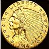 Image 1 : 1914 Indian Head $2.50 Gold Quarter Eagle CLOSELY UNCIRCULATED