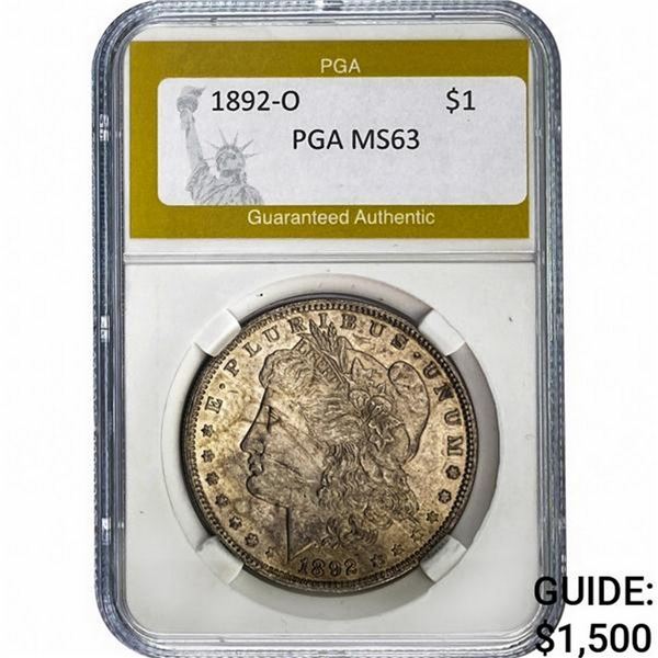 1892-O Morgan Silver Dollar PGA MS63
