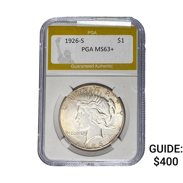 1926-S Silver Peace Dollar PGA MS63+