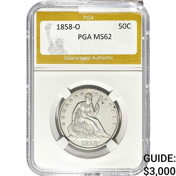 1858-O Seated Liberty Half Dollar PGA MS62