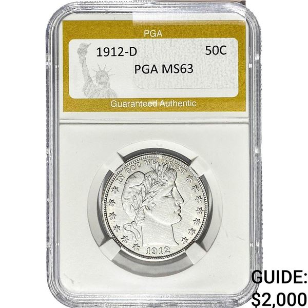 1912-D Barber Half Dollar PGA MS63