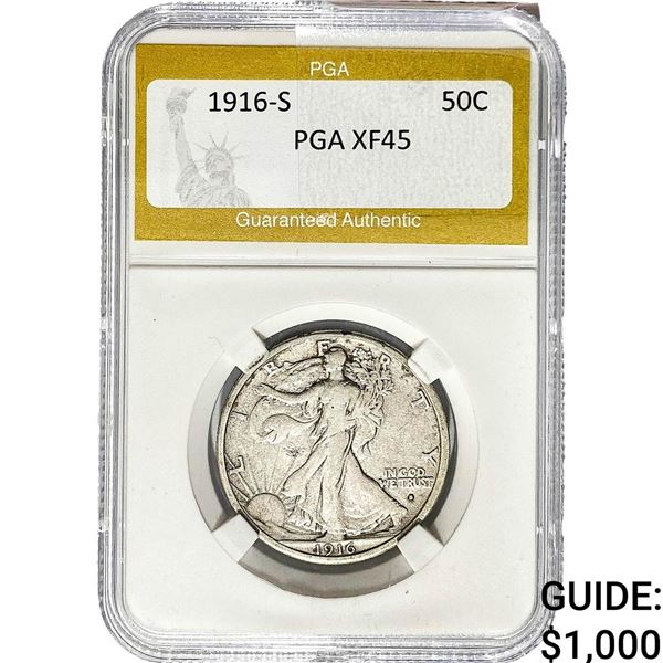 1916-S Walking Liberty Half Dollar PGA XF45
