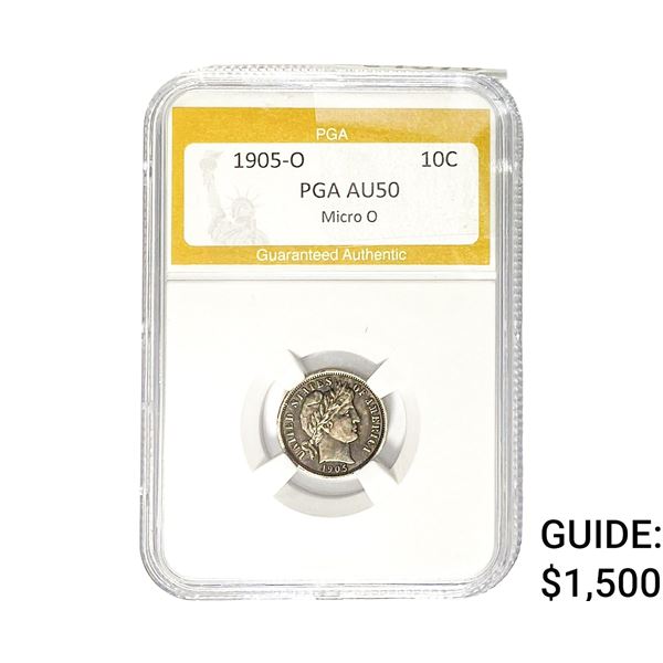 1905-O Barber Dime PGA AU50