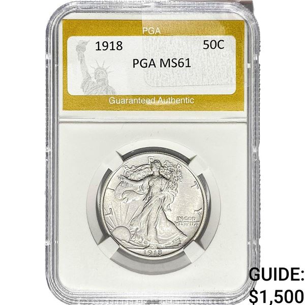 1918 Walking Liberty Half Dollar PGA MS61