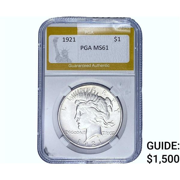 1921 Silver Peace Dollar PGA MS61