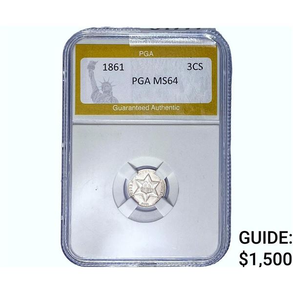 1861 Silver Three Cent PGA MS64