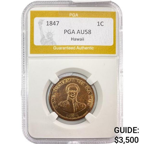 1847 Kingdom of Hawaii Cent PGA AU58