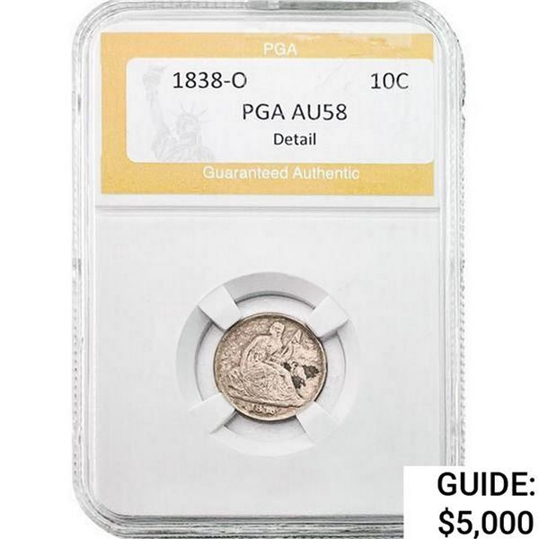 1838-O Seated Liberty Dime PGA AU58